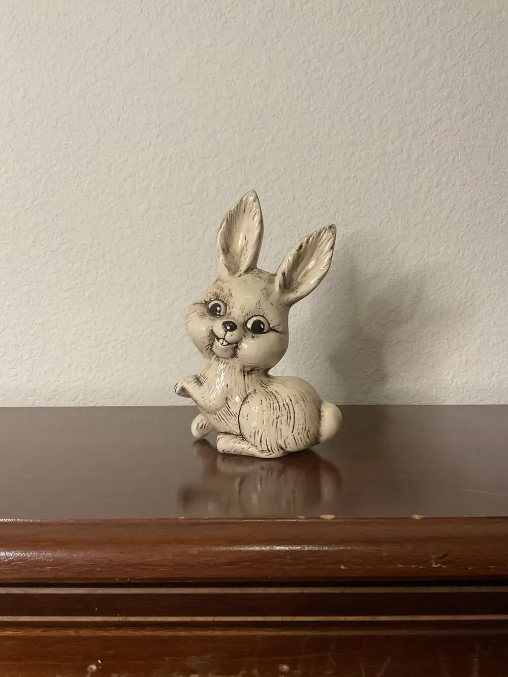 Vintage hand painted ceramic Easter bunny decor creepy funny